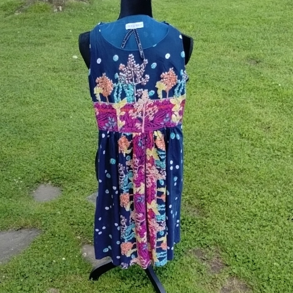 Floral  Midi Dress - Blue and Pink